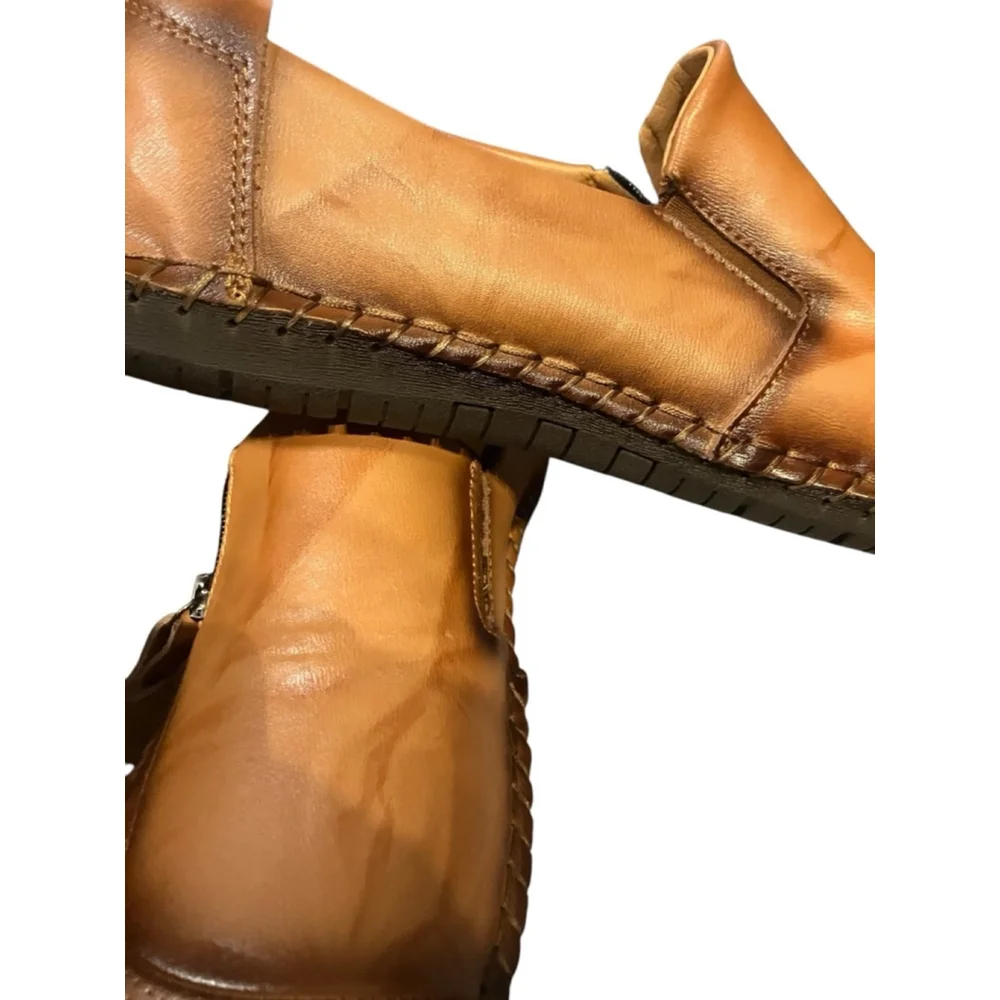 Caoutchouc Brown Leather Driving Shoes for Men 14.5
